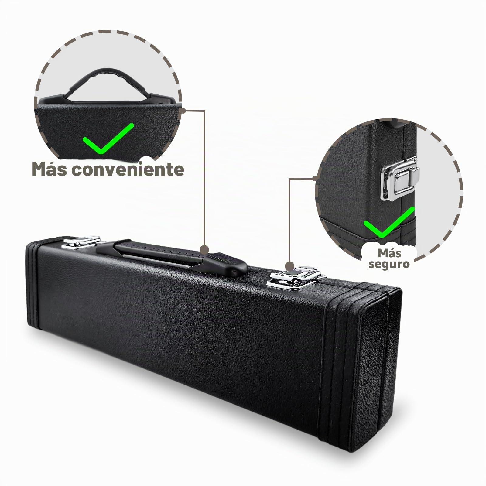 Estuche para flauta, funda para flauta, funda para flauta, funda de concierto, estuche rígido para flauta, almacenamiento de flautín con cierre de seguridad para flautistas, regalo para músicos