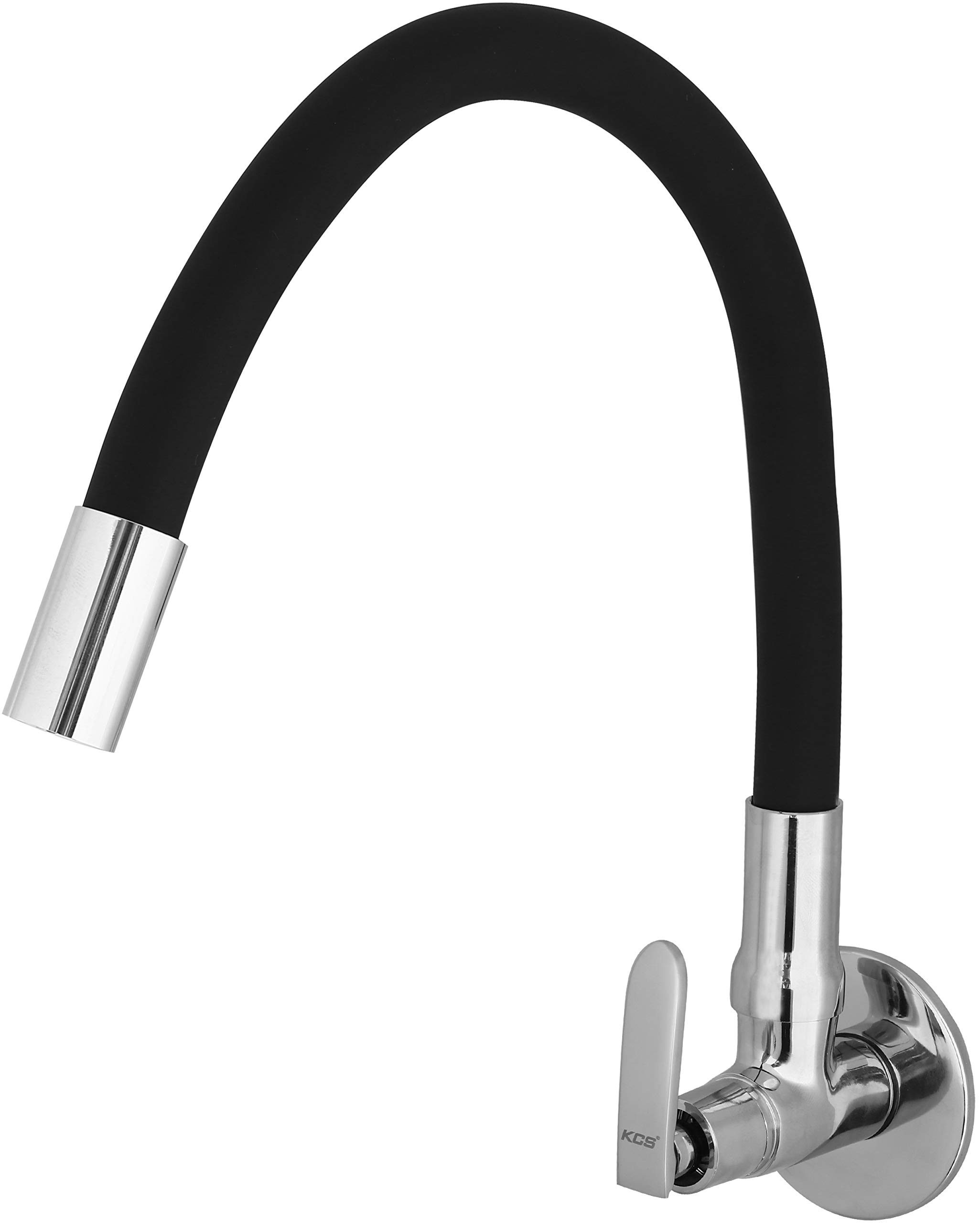 KCS® - Sink Tap for Kitchen - Brass Kitchen Tap with 360 Degree and Flexible Matt Black Silicone Swivel Spout - Heavy Brass Made Kitchen Faucet Body - with Wall Flange (Chrome, ECO-SCB-084) (B08YQK5G8H) Amazon Price History, Amazon Price Tracker