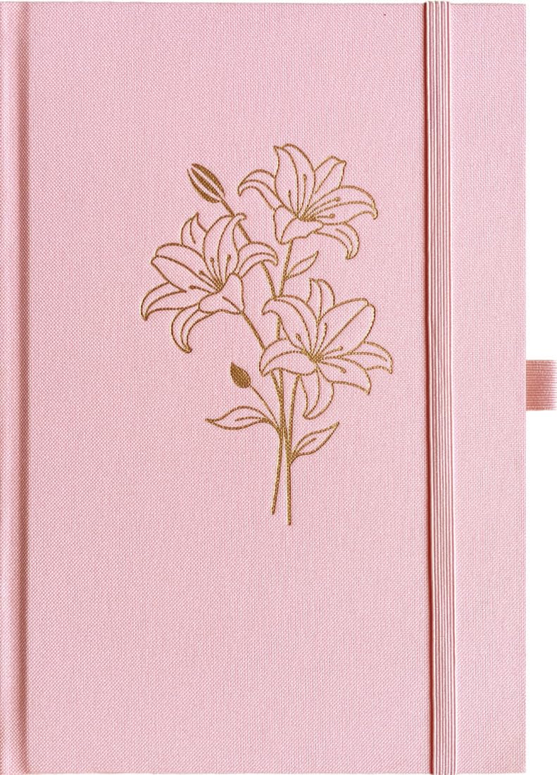 ipoul Journal for Women, A5, 6"x8", Hardcover, Lay-flat, Ruled Paper, Lily Flower — image 1