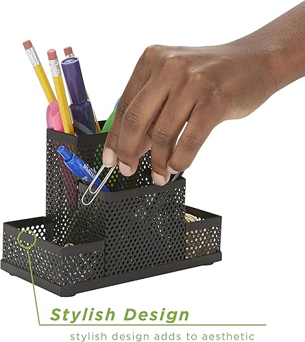 Miniatura 7 de Mind Reader EMPORG2-BLK - Taza de 2 piezas, bolígrafo, lápiz, clip, soporte para chinchetas, organizador de almacenamiento de suministros de