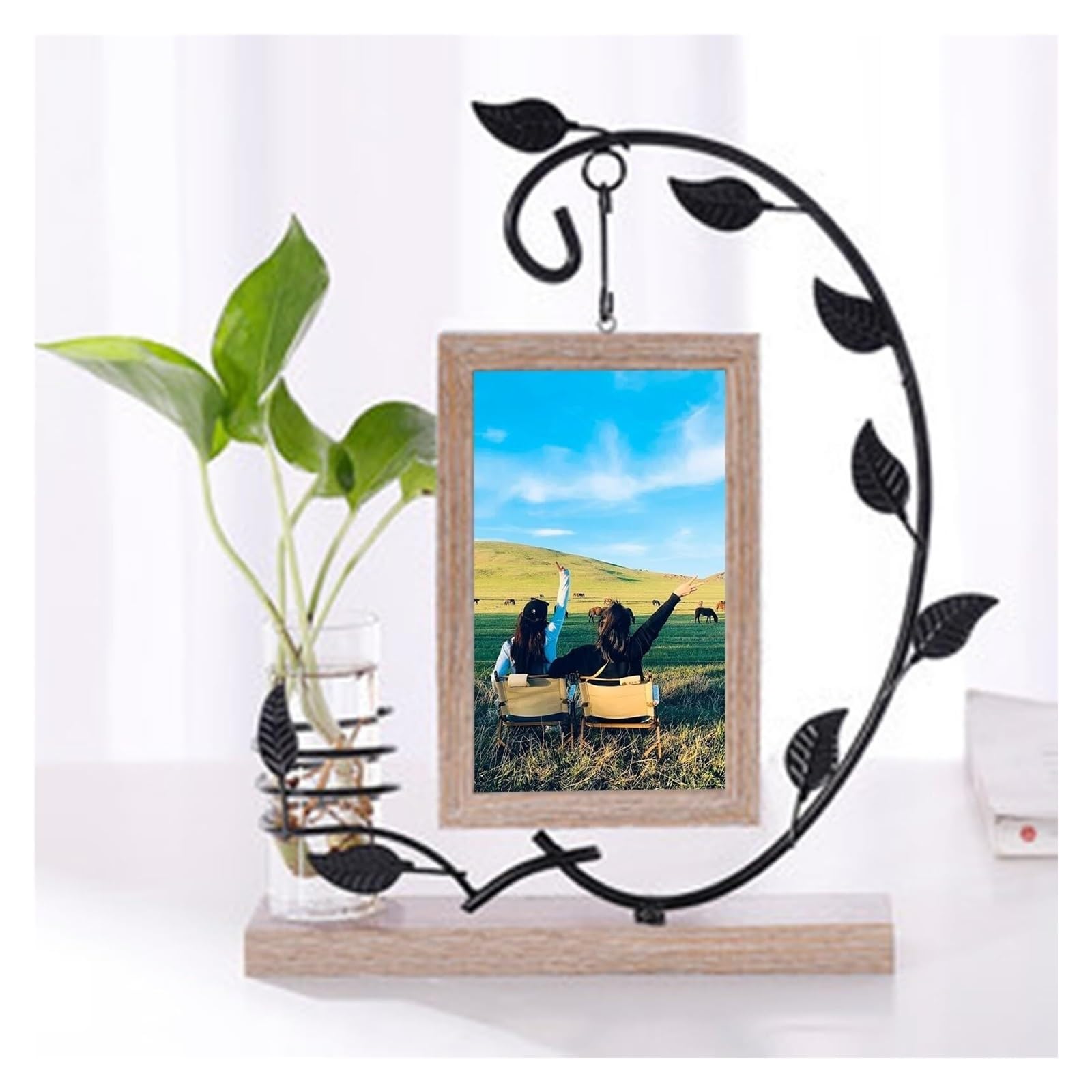 Cadre photo mariage bois 4x6 avec verre et finition en fer robuste
