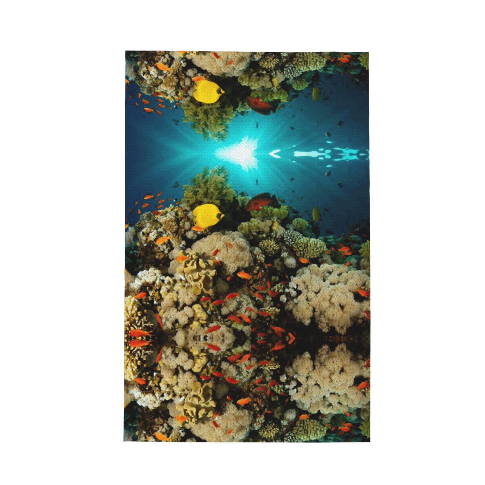 CKGODGF Underwater World Hd Fish Print Absorbent Waffle Dishcloths,Kitchen Towels With Hanging Loops,Tea Towels.