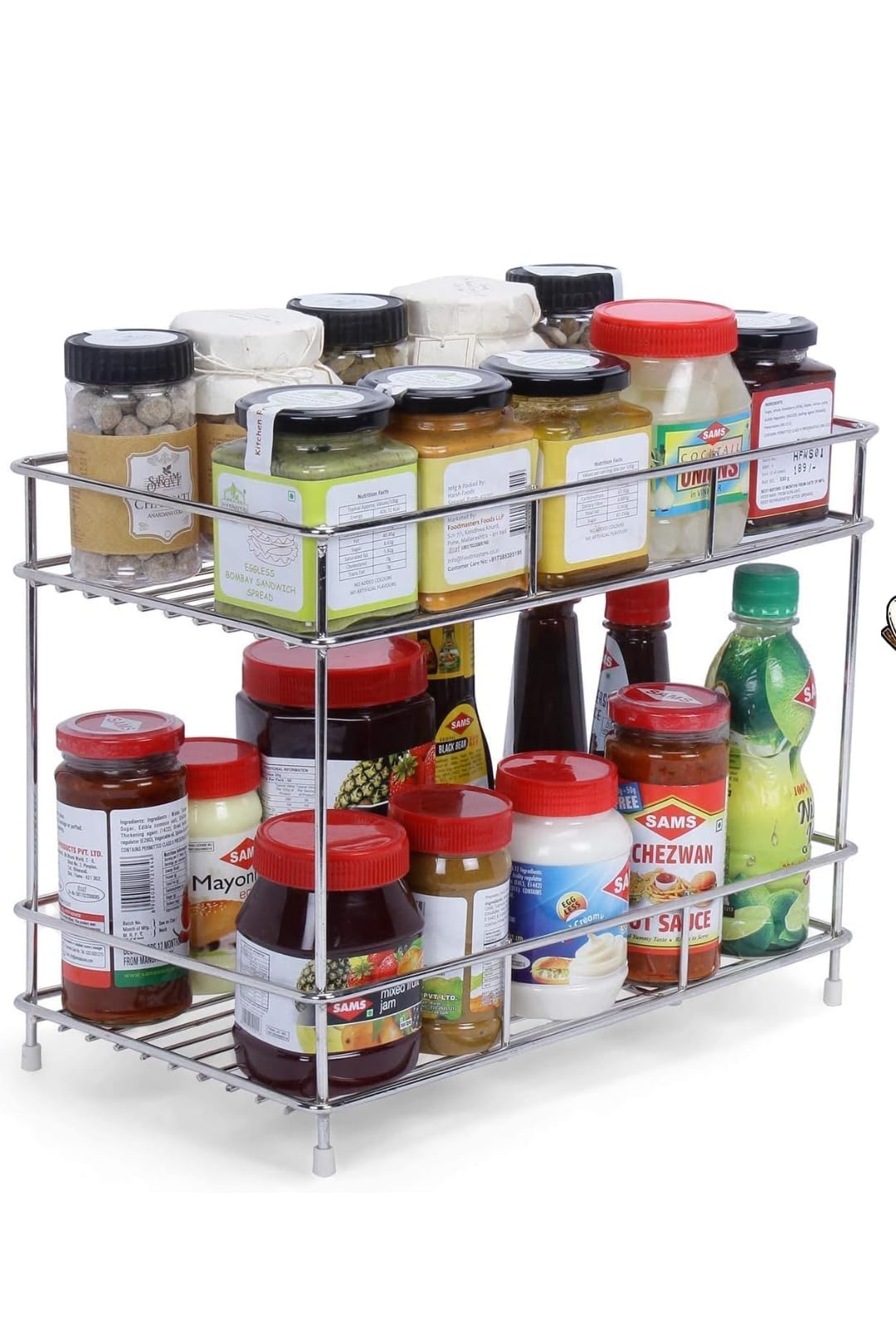 WONDERVILE Stainless Steel 2-Tier Kitchen Rack & Organizer - Durable Nickel Chrome Plating, Space-Saving Spice & Utensils Holder, Versatile Countertop Storage, Breathable Design (B0D5D5YDFQ) Amazon Price History, Amazon Price Tracker