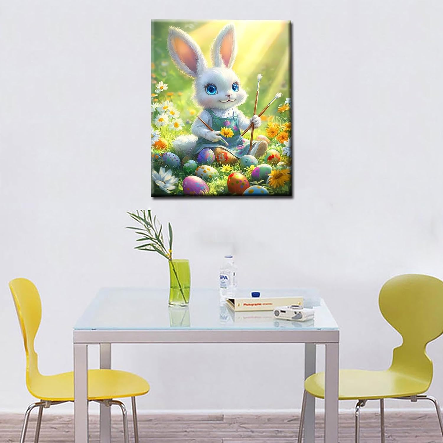 Jungle Animal Rabbit Paint by Numbers Kit for Adults Beginners Boys Girls,Easter Bunny Drawing Eggs Watercolor Oil Painting on Canvas with Brushes Acrylic Playful Ideal Gift 16"x20"(DIY Framed)