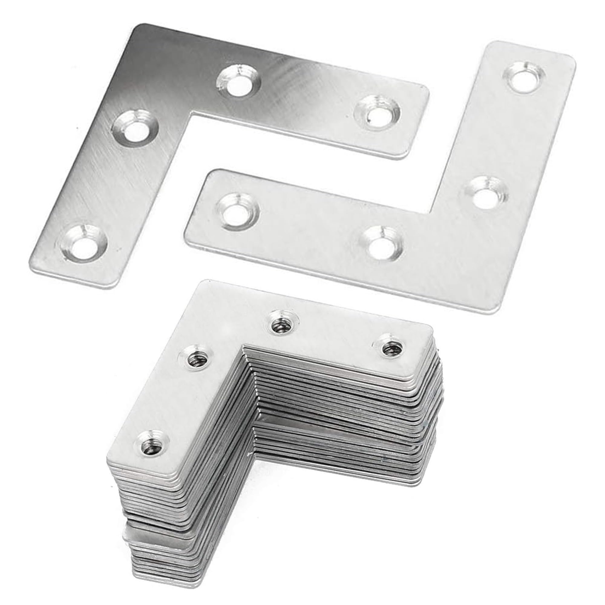 Flat Corner Brace L Shape Flat Bracket, Metal Flat Corner Bracket Right Angle Corner Brace Mending Plate for Wood Frame Furniture Fixing Joining(10pcs)