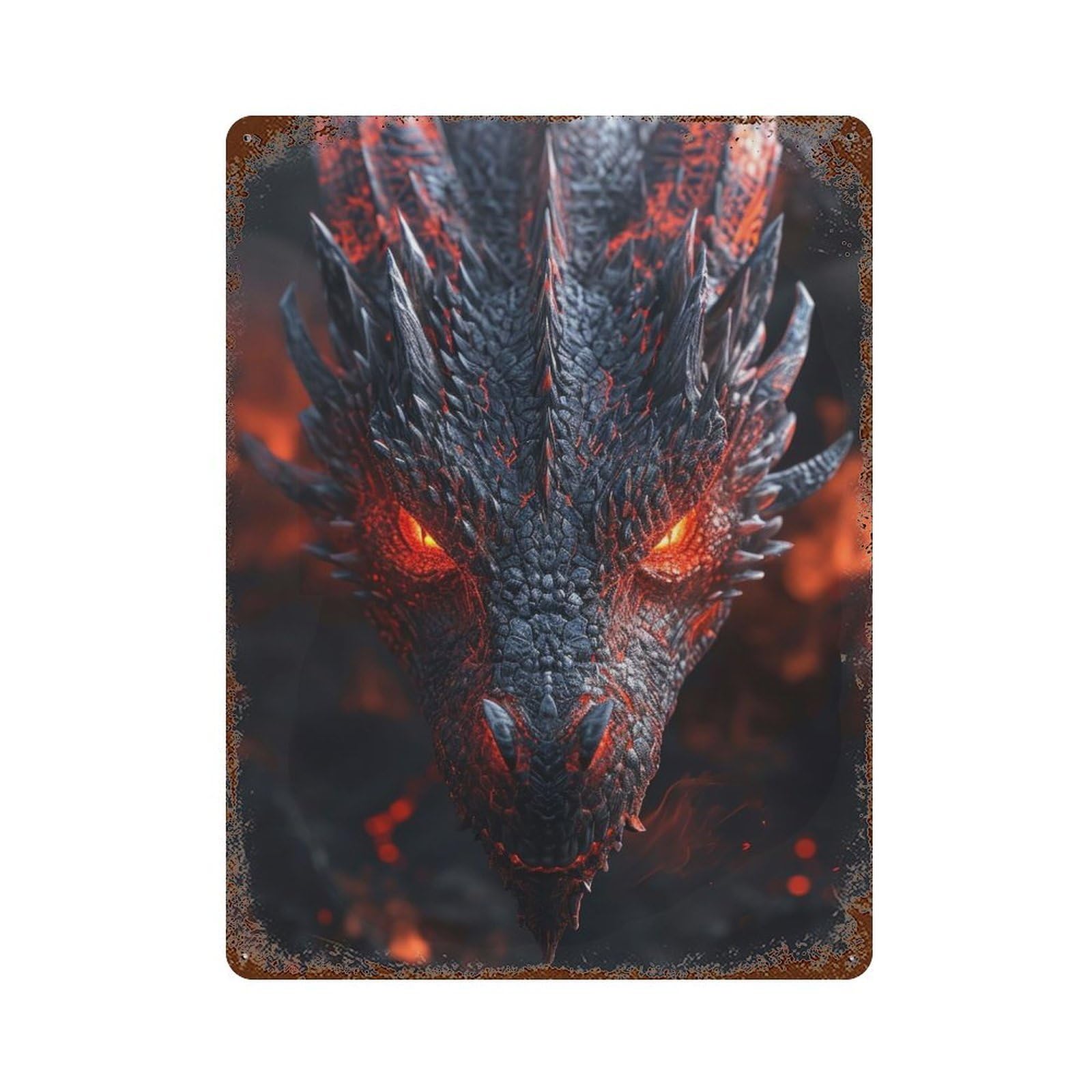 Red Eyed Dragon Decorative Tin Sign 15.7"x11.8", Industrial Home Decor for Garage, Pub Or Kitchen