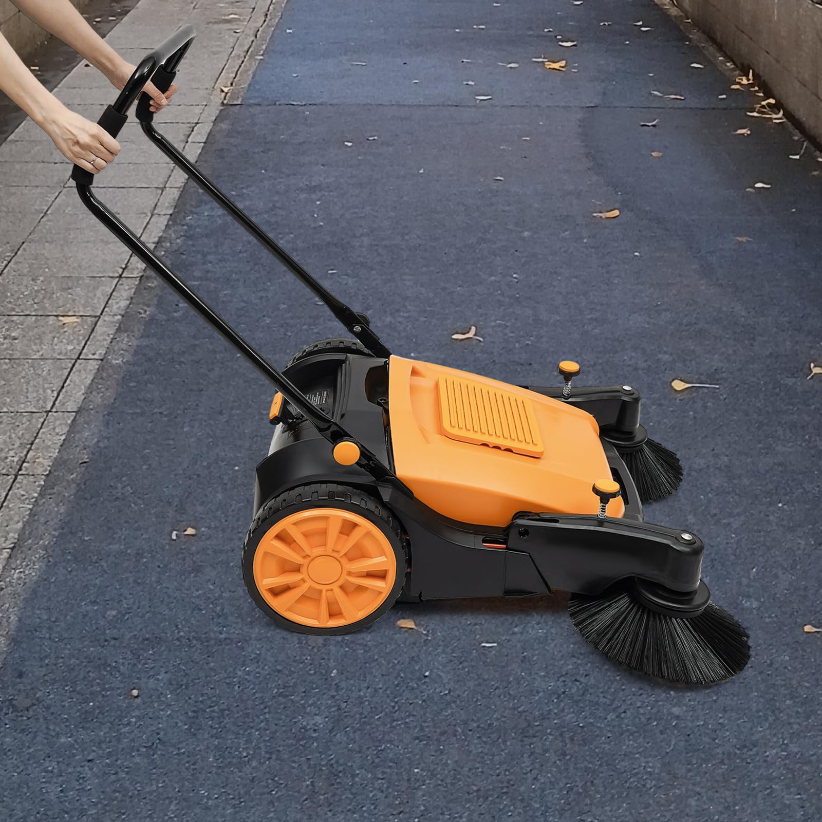 Faltbare Kehrmaschine, industrielle Push-Kehrmaschine, Fußboden-Kehrmaschine, Handschieber, Bodenkehrer für drinnen und draußen