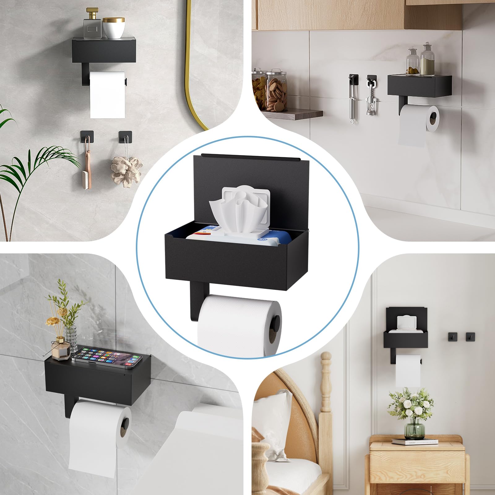 POKIM Mat Zwart Inbouw Toiletpapier Houder/Tissue Paper Houder Roestvrij Staal Toiletpapier Houder in Muur Voor Badkamer Accessoires Achtermontage POKIM Mat Zwart Inbouw Toiletpapier Houder/Tissue Paper Houder Roestvrij Staal Toiletpapier Houder in Muur Voor Badkamer Accessoires Achtermontage