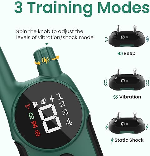 Miniatura 4 de Collar de entrenamiento para perros grandes, collar de choque de perro, 4 modos de entrenamiento pitido, vibración, choque eléctrico, buscador de