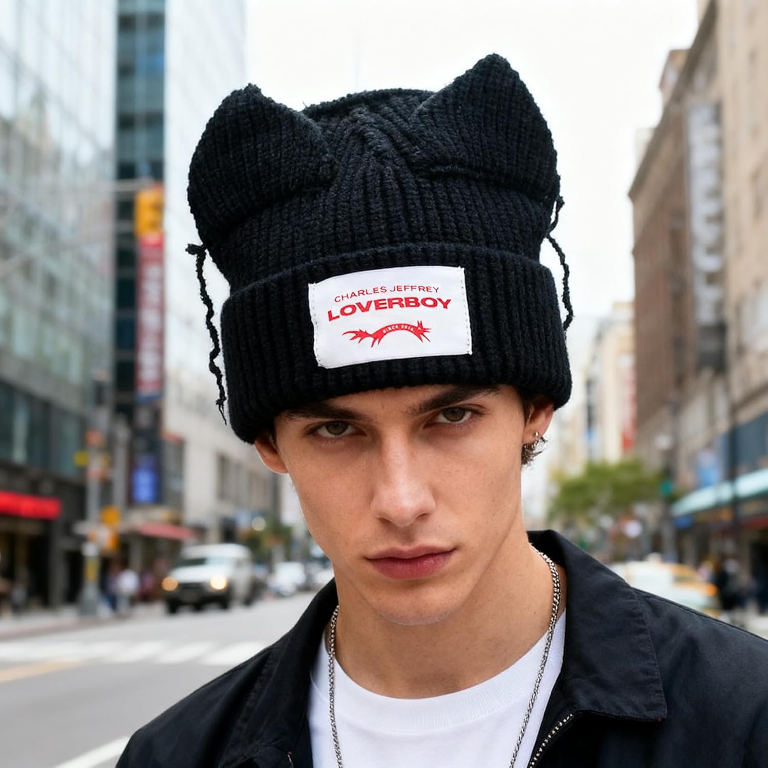 Knitted Beanie Hat for Women Men Cute Bunny Long Ear Hat Slouchy Cat Ear Hat Crochet Fluffy Winter Warm Rabbit Y2k Skull Cap - Image 6