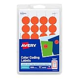 Avery® Print/Write Adhesive Removable Labels, 0.75 Inch Diameter, Red - Orange Neon, 1008 per Pack (5467) – view 1