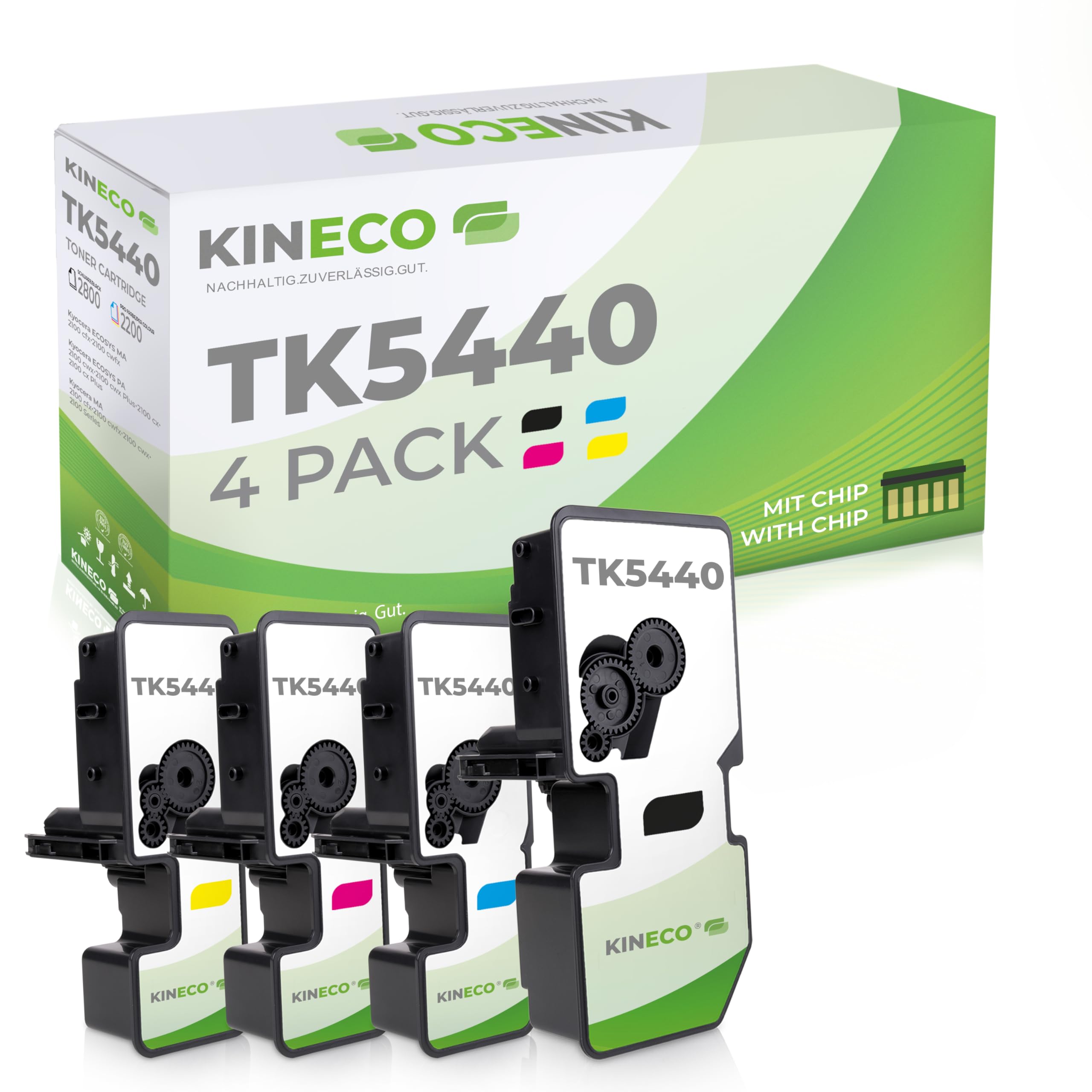 Kineco 4 Toner kompatibel mit Kyocera TK-5440 für ECOSYS MA2100 PA2100 MA2100cfx MA2100cwfx PA2100cwx PA2100cx,(4er,Pack,Schwarz,Cyan,Magenta,Yellow)