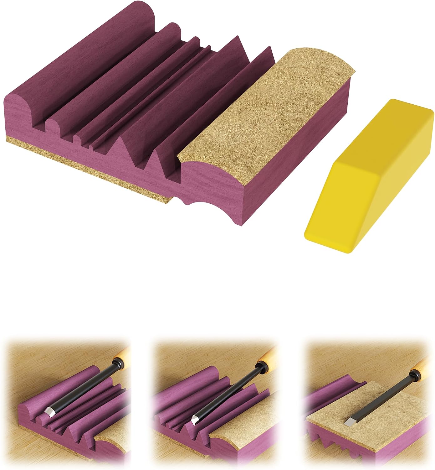 Wood Carving Sharpening Tool, 3-in-1 Multi Shape Contour Wood Carving Strop