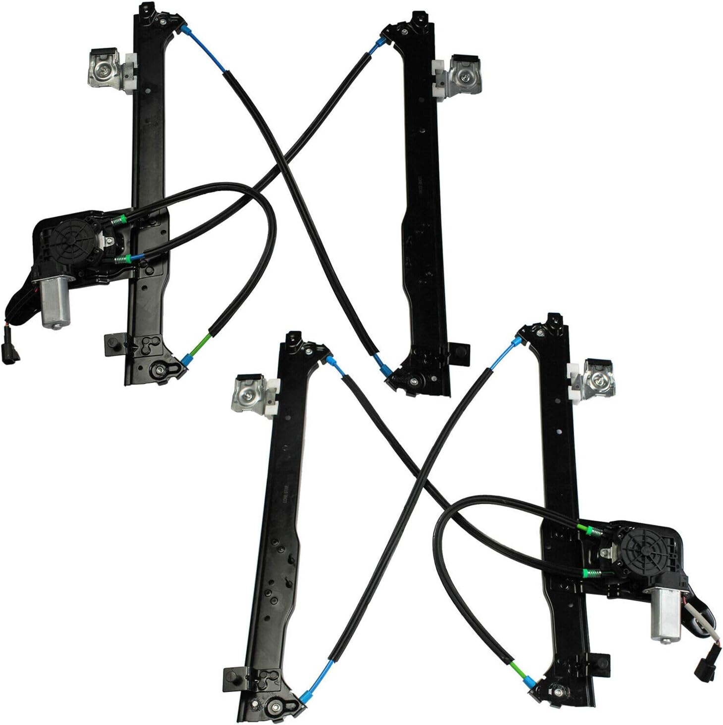 LOSTAR Pair Rear Driver (Left) and Passenger (Right) Side Loaded Power Window Regulator W/Motor Assembly Fit For Cadillac GMC Silverado 1500 741-579, 741-578