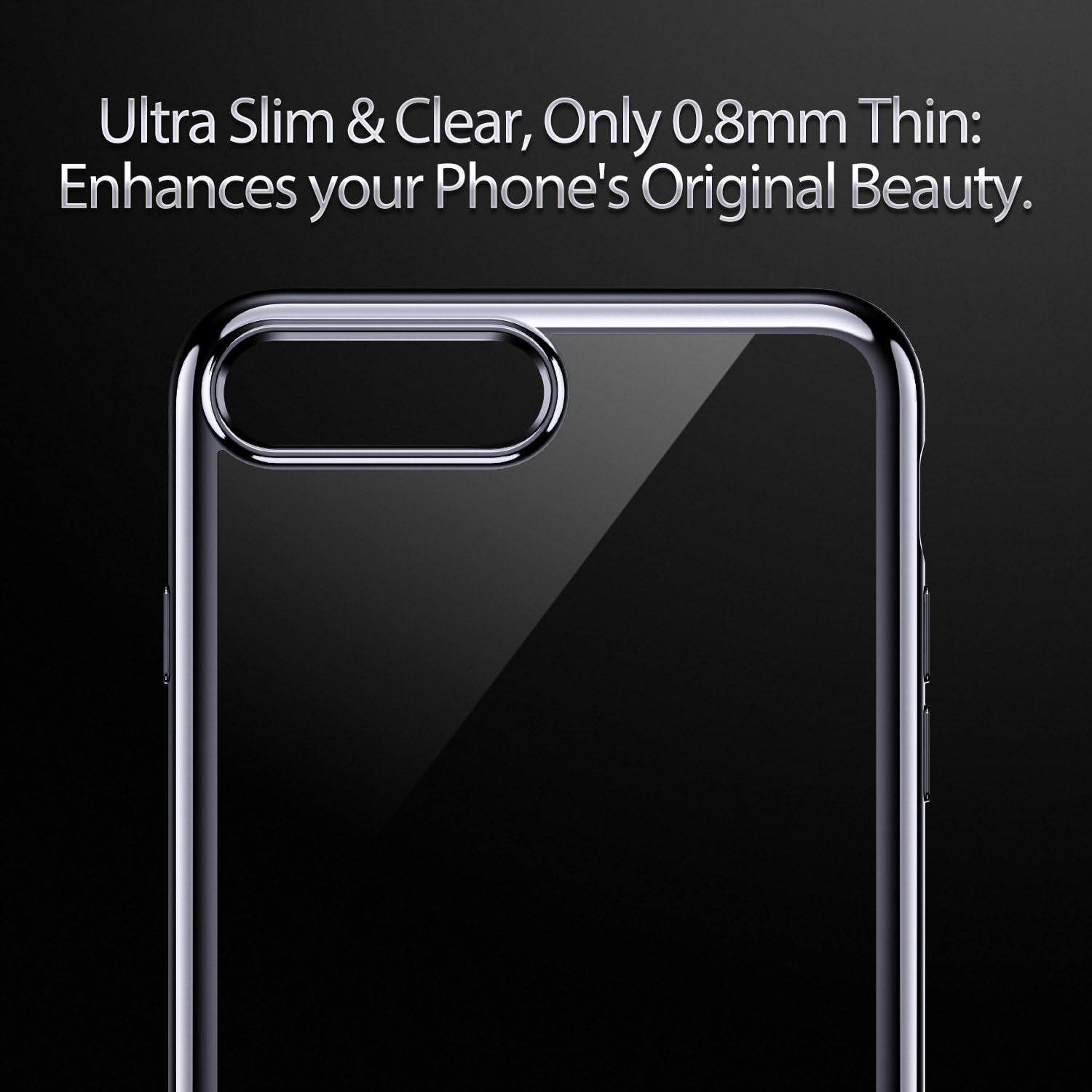 ESR iPhone 8 Plus Case, iPhone 7 Plus Case,Slim iPhone 8 Plus Clear Soft TPU Cover with Electroplated Frame for 5.5" iPhone 8 Plus(2017)/iPhone 7 Plus(2016)(Black)