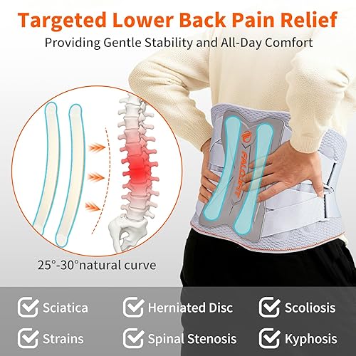 Miniatura 2 de Soporte de espalda para aliviar el dolor de espalda baja con sistema de soporte ergonómico 8X, cinturón de apoyo lumbar de punto 3D transpirable