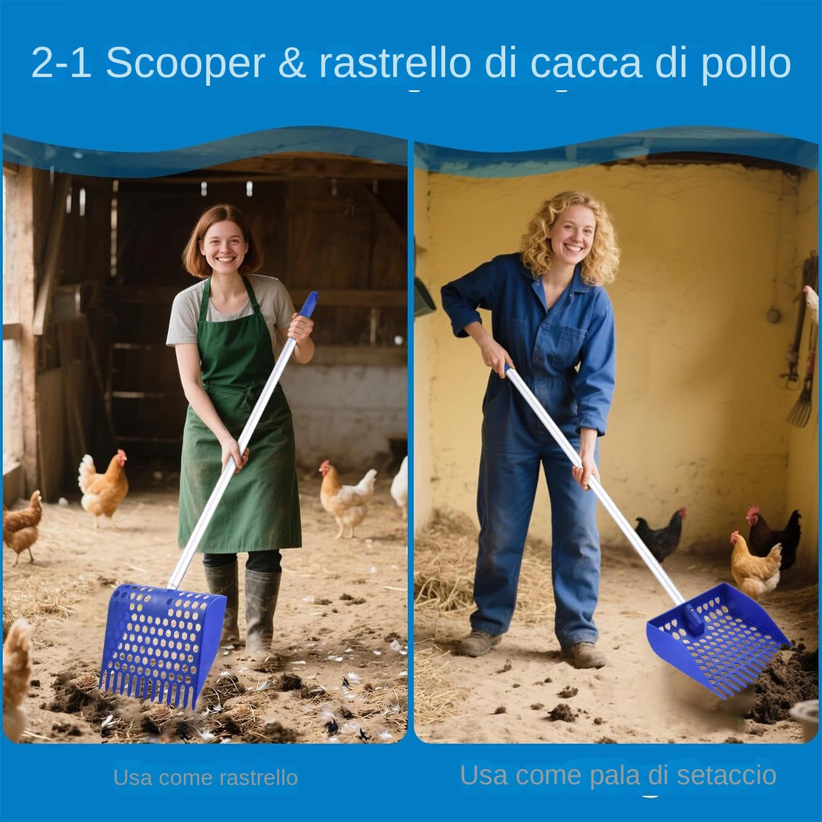 Generico Pollo Scooper E Rastrello - Palla Coop Pazzo per Sabbia | Pala di Lettiera Staccabile | Pala del Setaccio per Gatto con Manico Lungo Regolabile per La Pulizia del Cortile per per per Piccoli