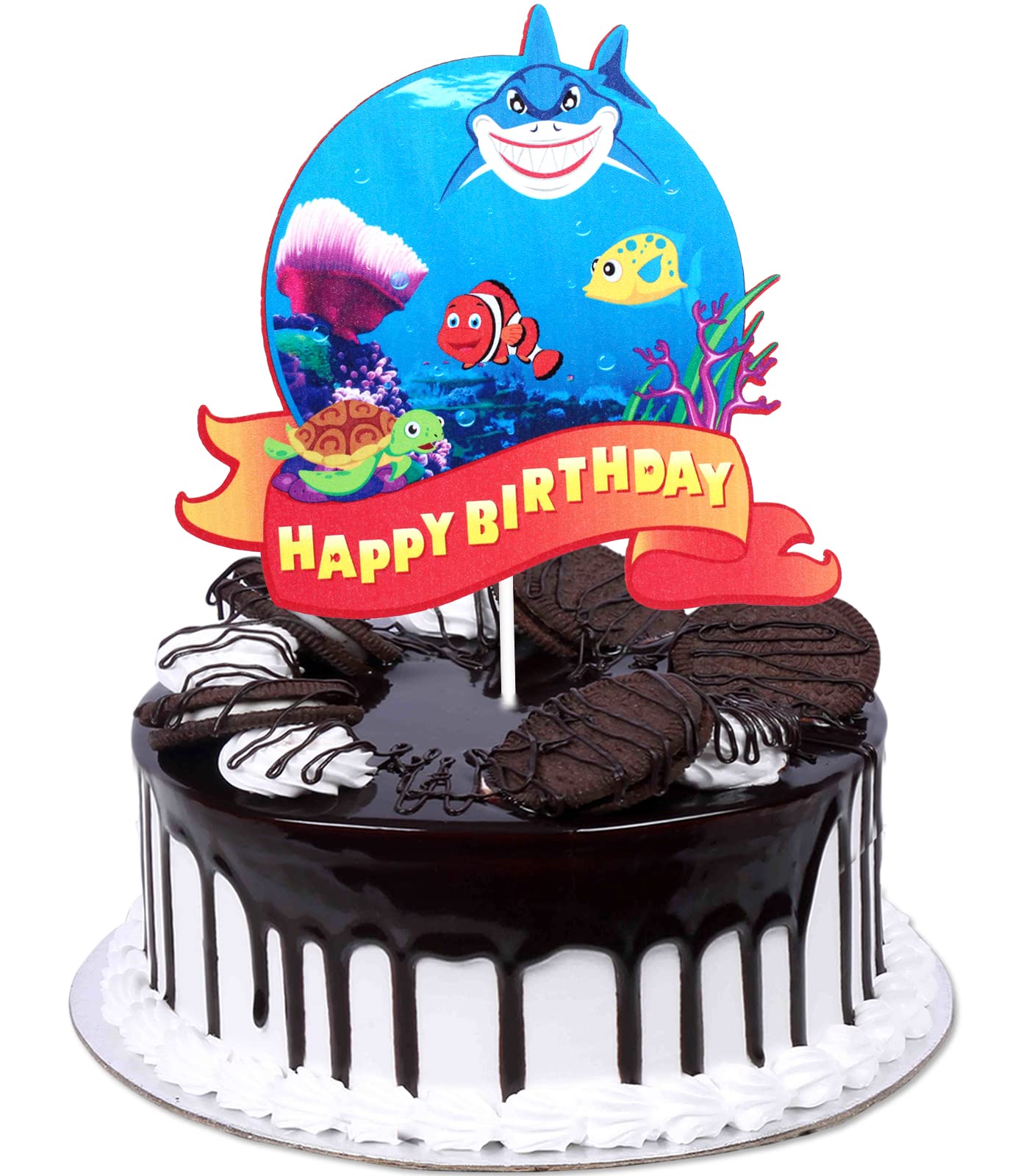 Buy Under The Sea Happy Birthday Cake Topper Glitter Fish Shark Ocean