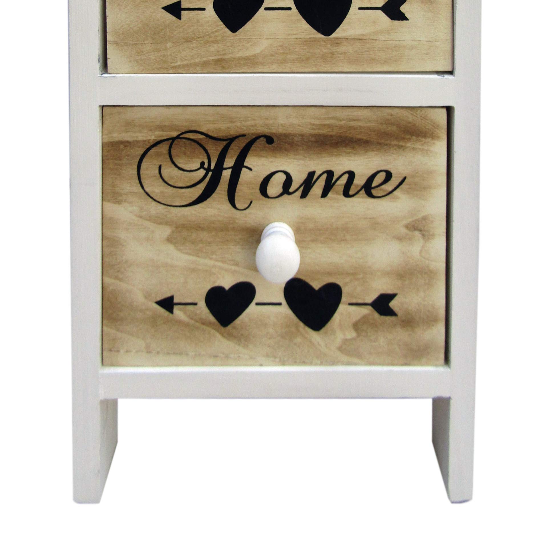Rebecca Mobili Cassettiera Salvaspazio, Settimino Bianco Marrone, Scandinavo, Legno, 5 Cassetti, Ingresso Soggiorno - Misure: 91 x 26 x 30 cm (HxLxP) - Art. RE6490