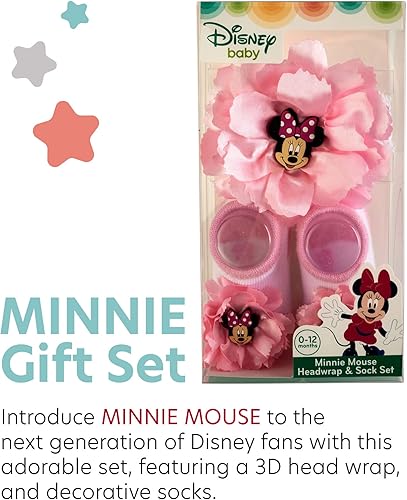 Miniatura 3 de Disney Juego de regalo de Minnie Mouse para bebé niña  2 piezas diadema y calcetines recién nacido 0-12M Orejas de Minnie, Rosado floreado, rojo,