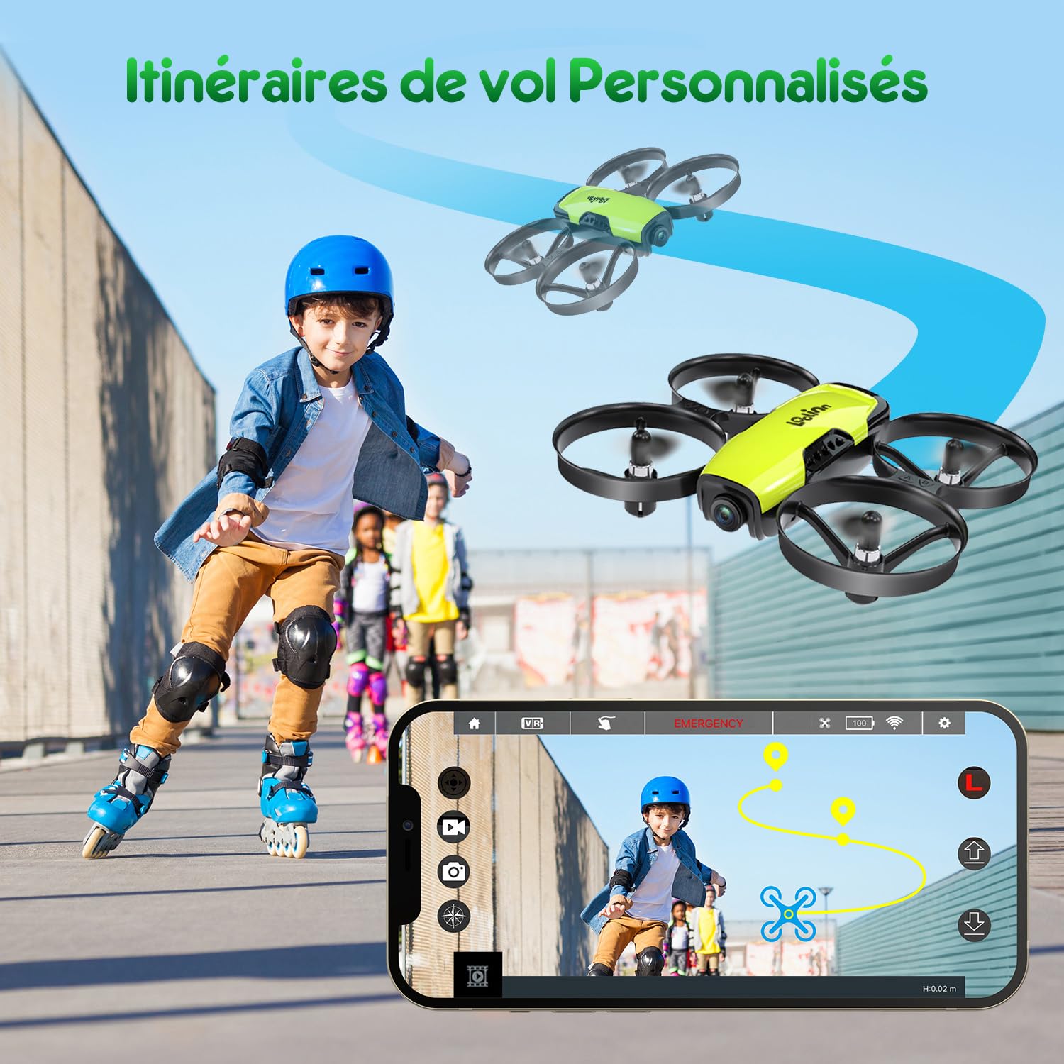 Loolinn | Drone avec Caméra comme Cadeau pour Enfants(8+), Mini Drone Télécommandé avec Vidéo et Photos, Vol Sécurisé, 21 Minutes de Temps de Vol, Trois Piles, Certification C0 (Cadeau pour enfant)