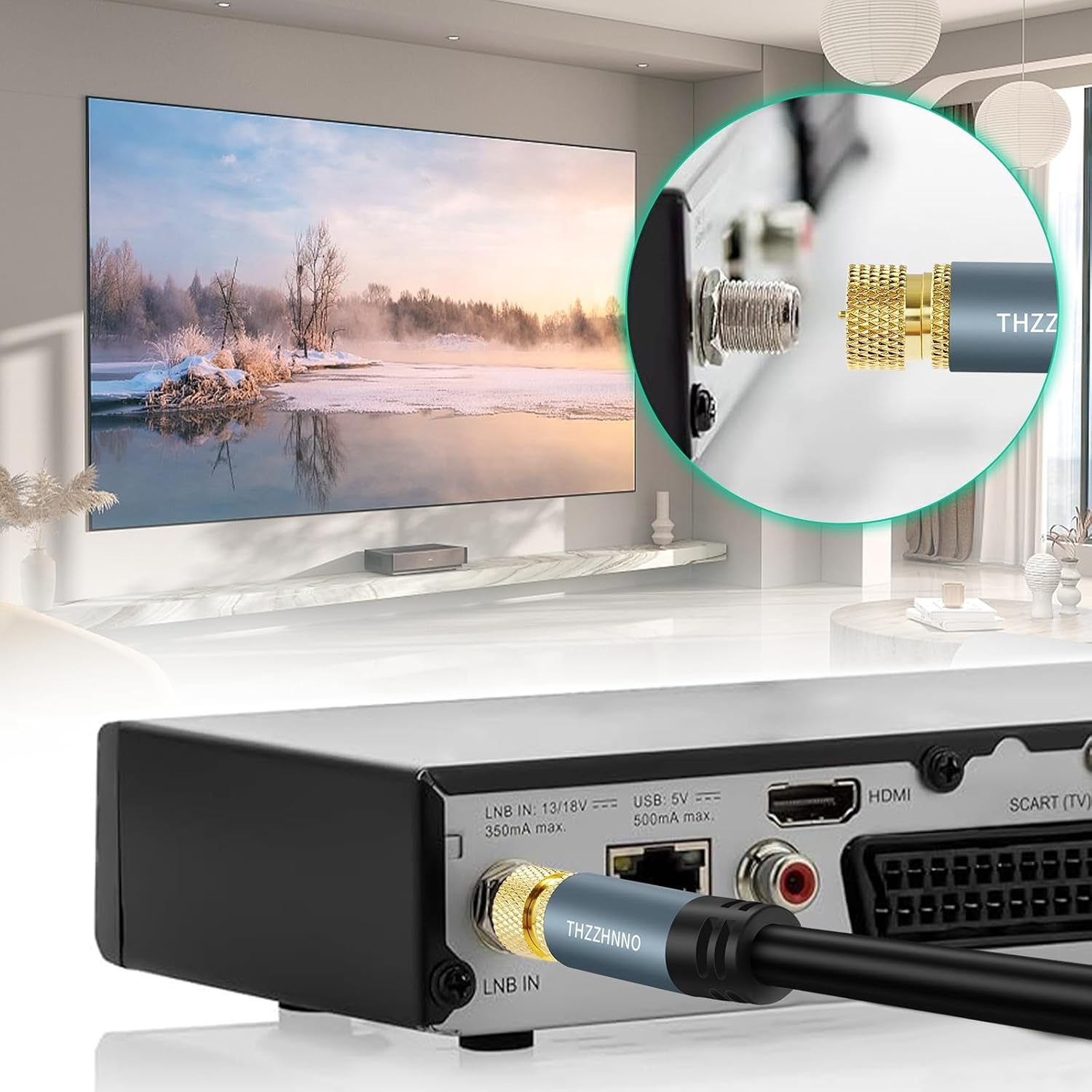 TV Aerial F-Type Connector Coaxial Cable 10FT, 90 Degree Angled to Straight Male Cord, Coax Cable for HDTV, CATV, DVB-T2/C/S, Cable Modem, Radio, Satellite Receivers