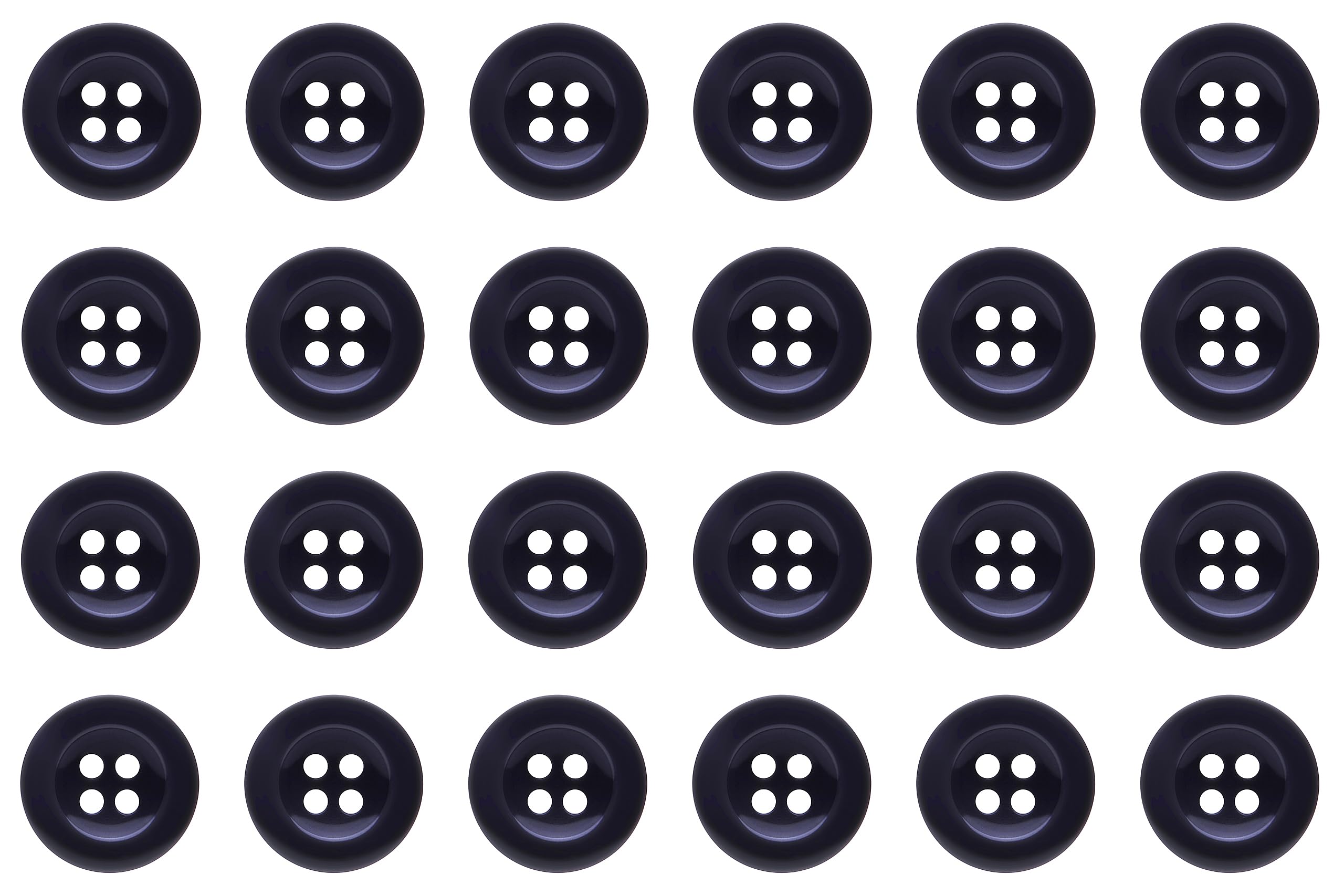 Pack of 24 Dark Blue 17mm Round Sew On Plastic Buttons for Trouser Braces Suits Skirts Domed 4 Holes 27 Ligne