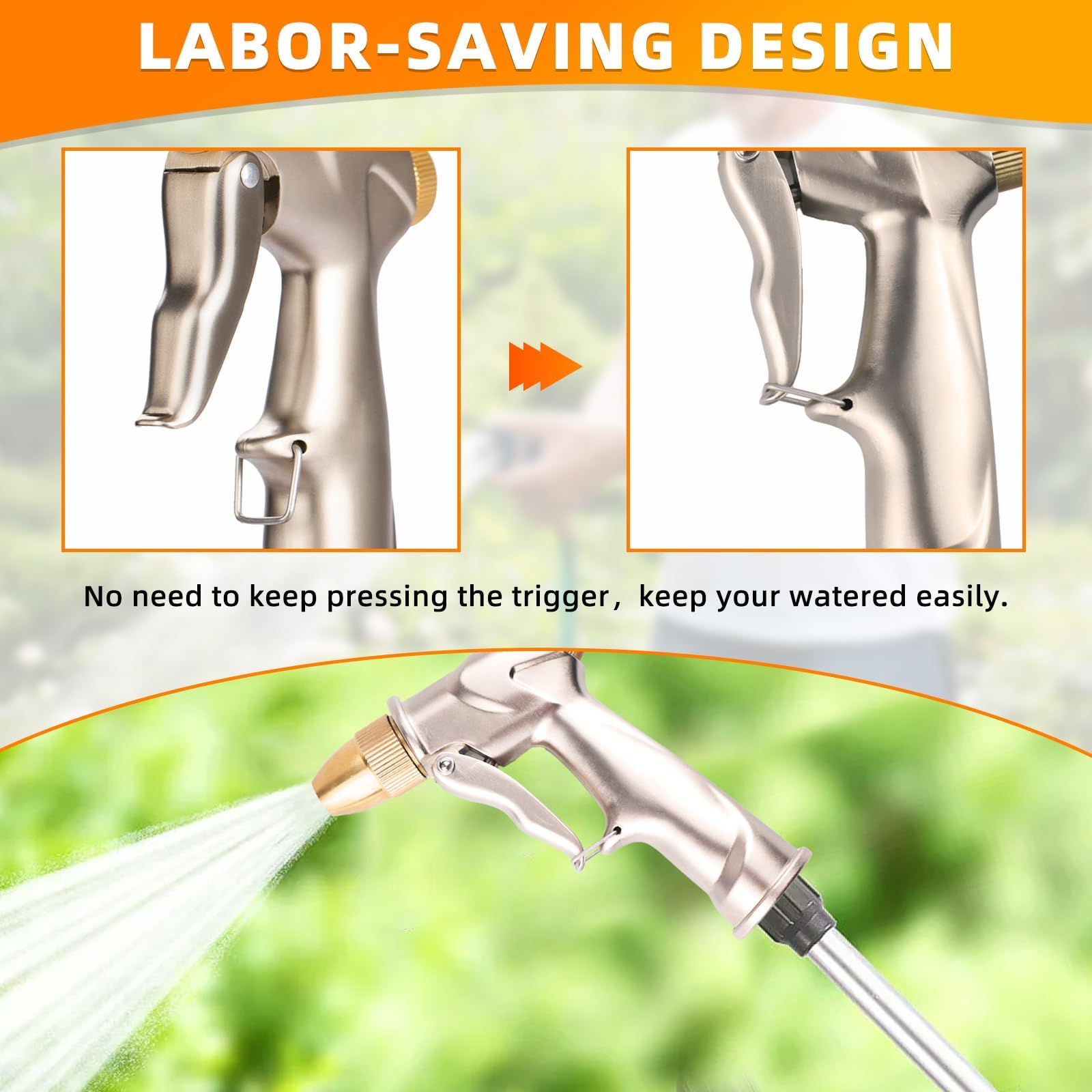 Buse De Pulvérisation Pour Tuyau D'arrosage, Buse Haute Pression, 8 Modes D'arrosage Réglables, Contrôle Parfait Du Pouce, Idéal Pour Arroser Les
