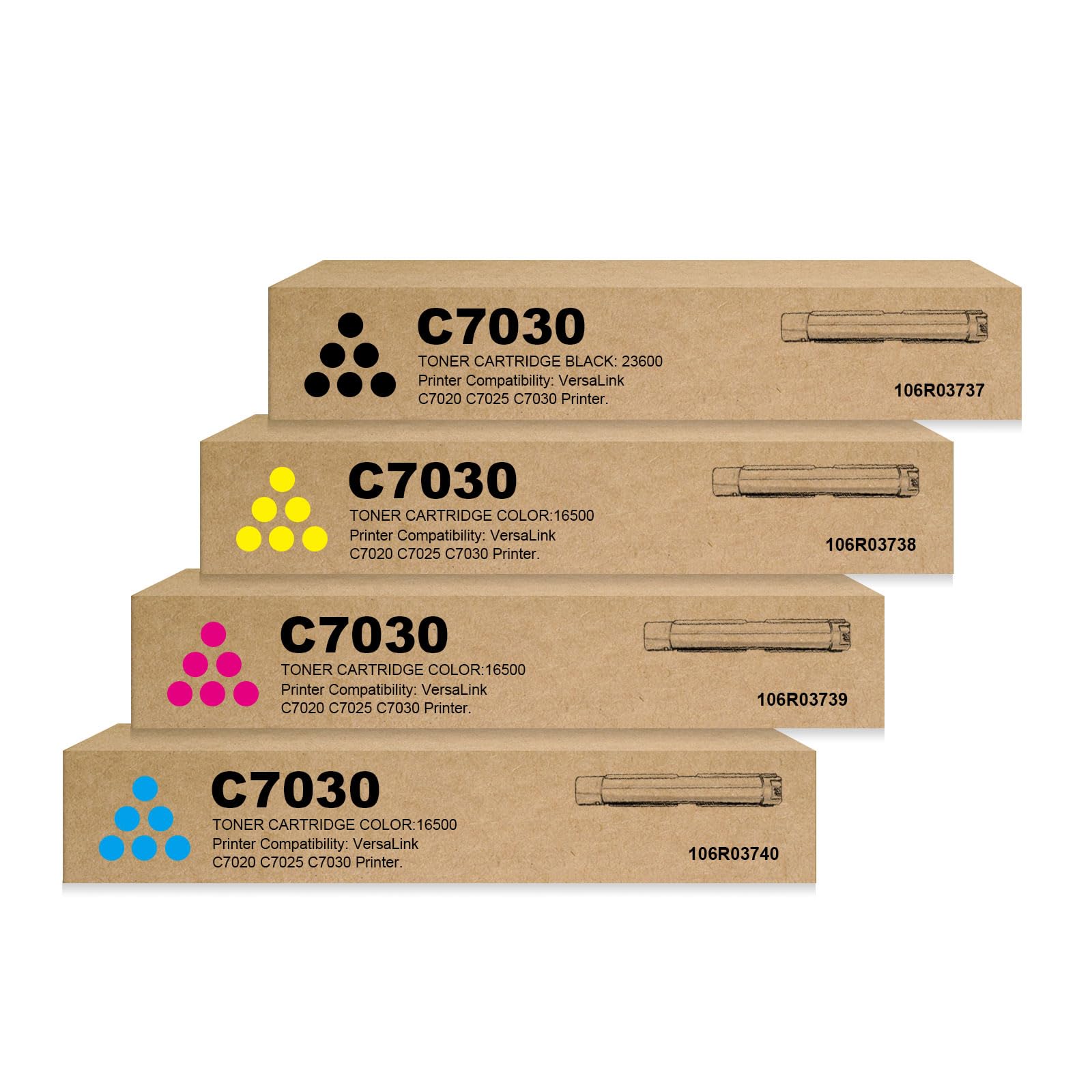 Heynnie pro Extra High Capacity VersaLink C7020 C7025 C7030 Toner Cartridges 106R03737 106R03740 106R03739 106R03738 Toner Remanufactured for Xerox