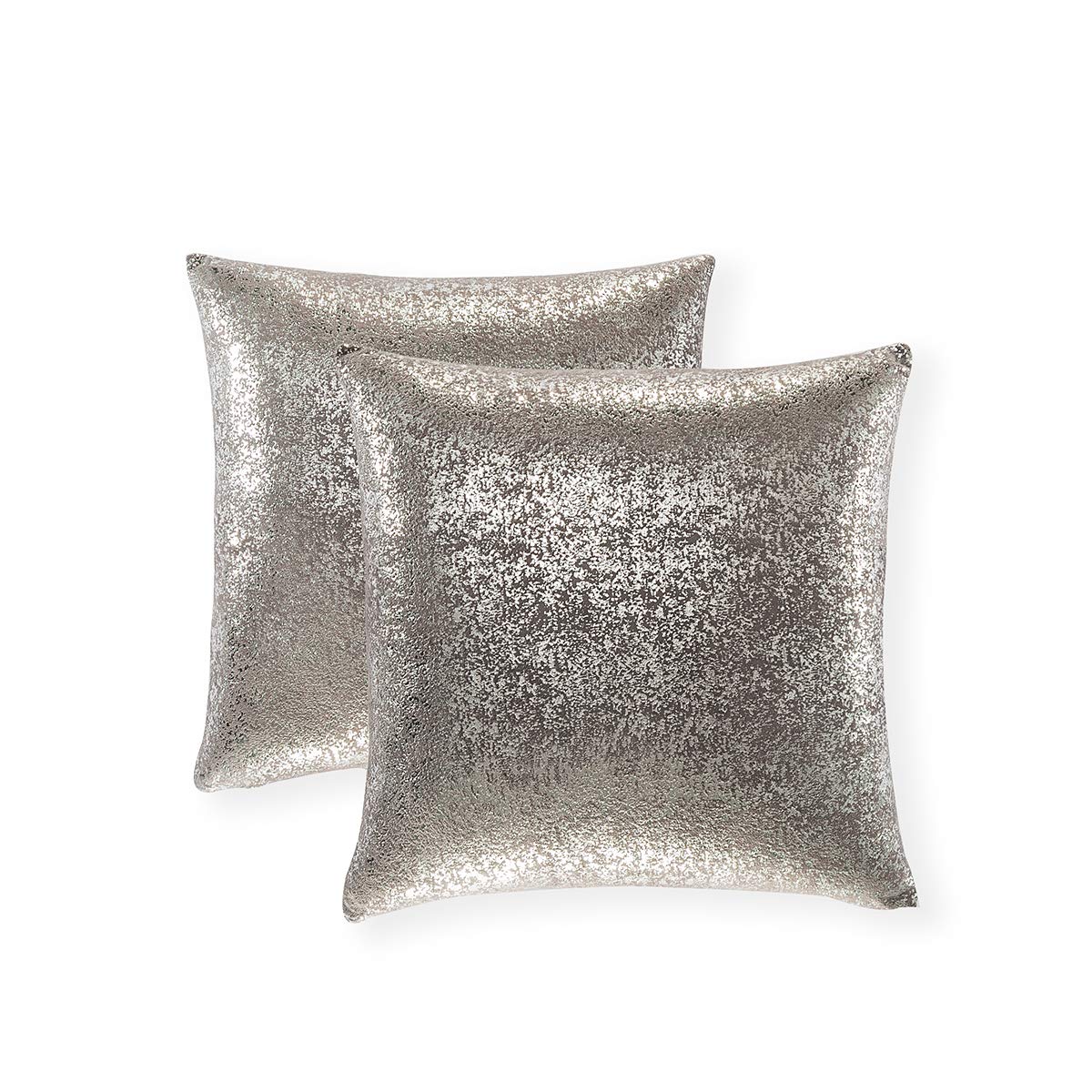 Sparkling Decorative Square Pillow Cases, Silver Grey Pillows, 18 inch Pillow Covers, for Home Sofa Couch Chair Back Seat Bedroom Car, Starry (Silver-