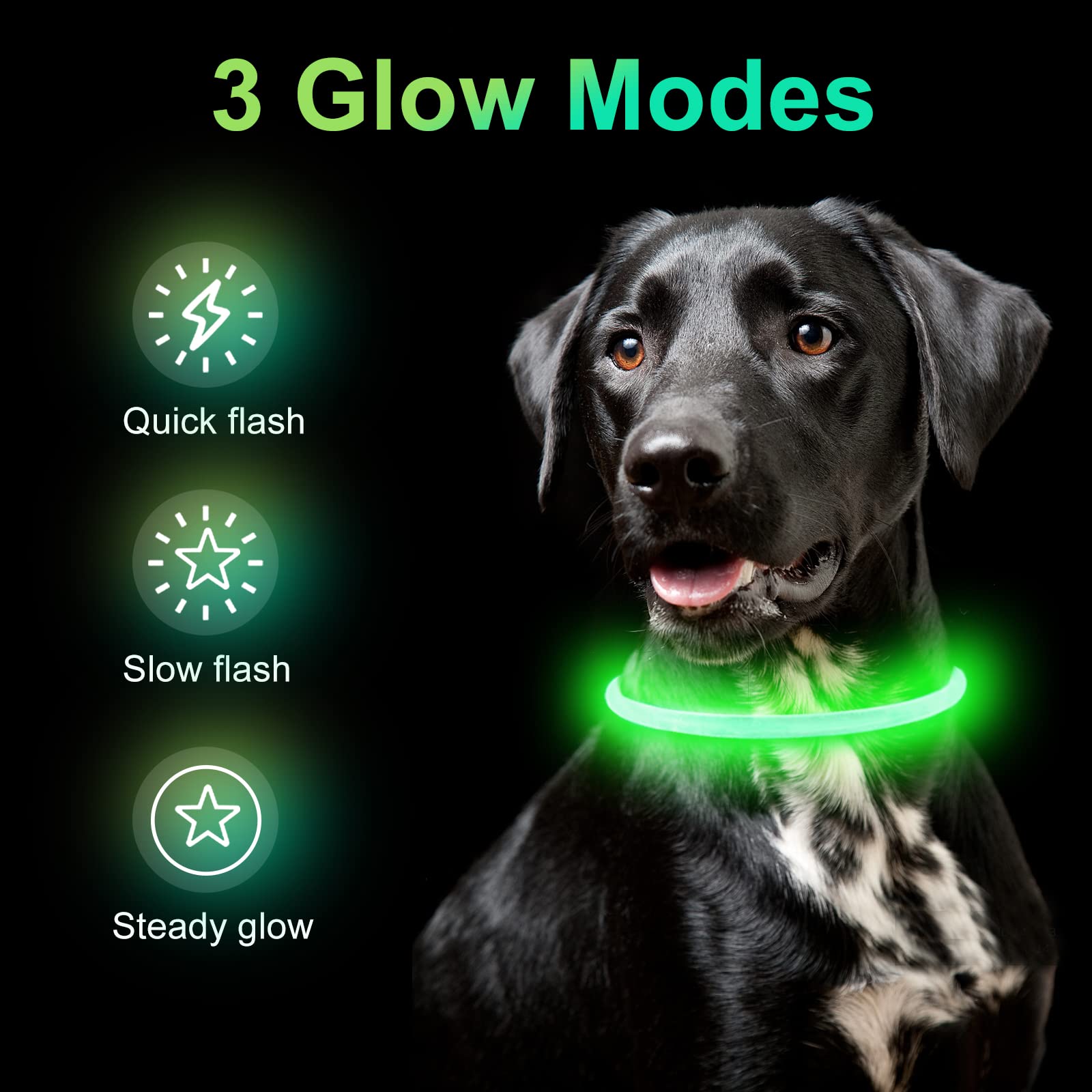 PowBear 2-pack Light up Dog Collar, Flashing LED Dog Necklace, Glow in The Dark Dog Collars, USB Rechargeable - Image 4