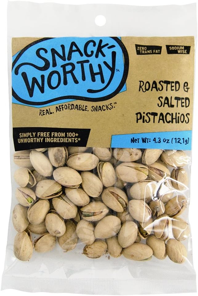 Snackworthy Roasted & Salted Pistachios, 4.3 Ounce