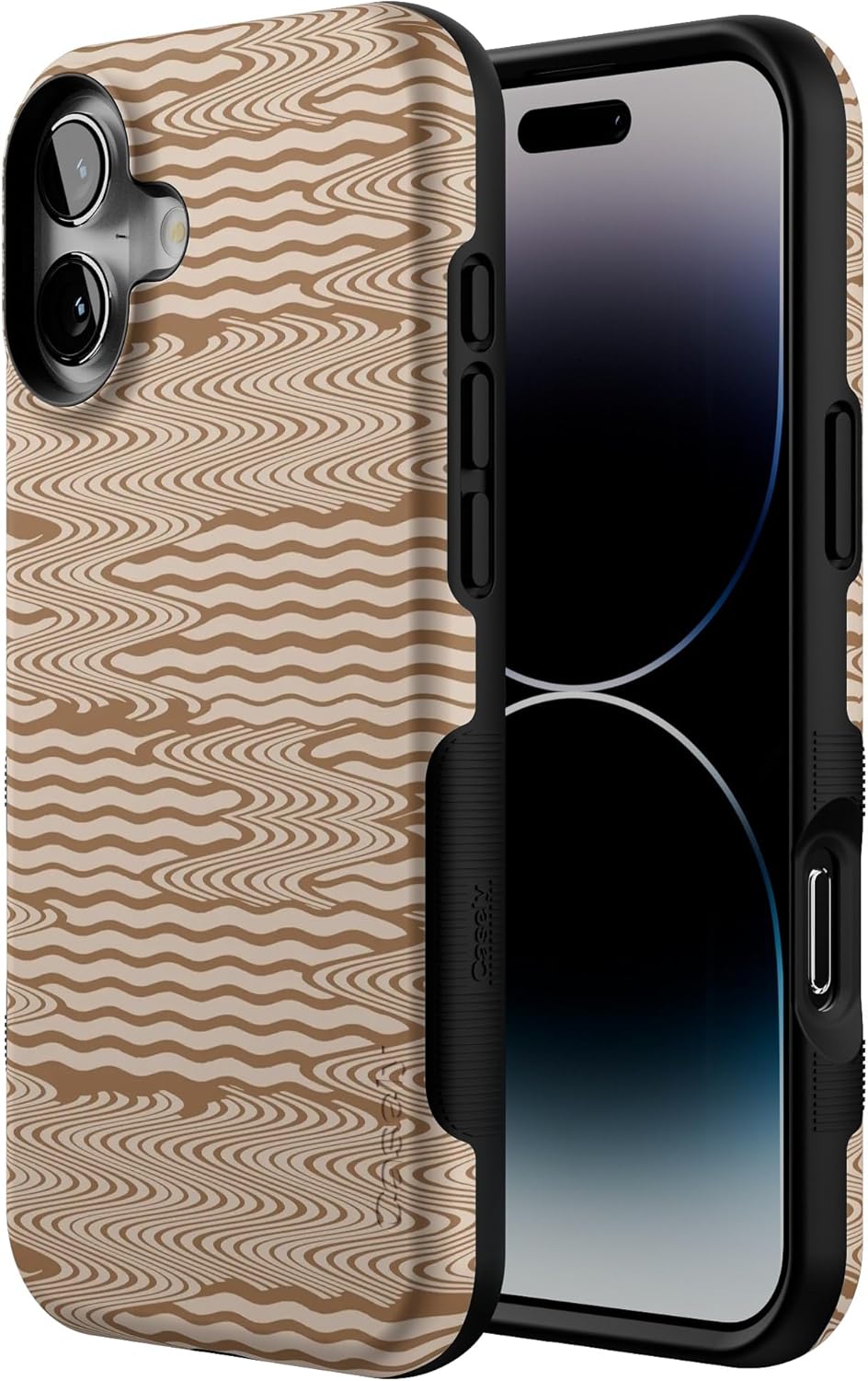 Casely iPhone 16 Case | Mocha Ripple | Brown Waves | Bold Protective Design | Compatible with MagSafe