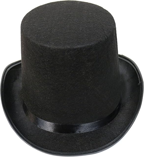 GCC Fashion Store Adults Kids Posh Rich Victorian Gentleman Black Top Hat & Cane Party Set (Top Hat)