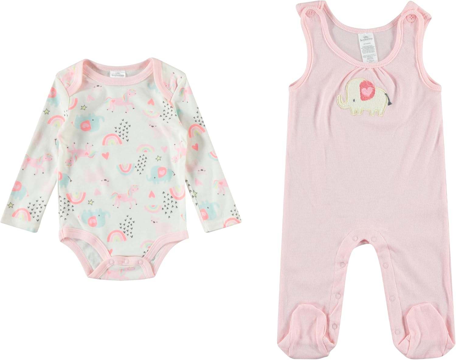 Cudlie Infant 2-Piece Overall & Long-Sleeve Bodysuit Set with Bottom Snaps – Soft, Cozy & Adorable Outfit 6-9 MONTHS Pink/White image 6 of 6 B0DJC8T7CD