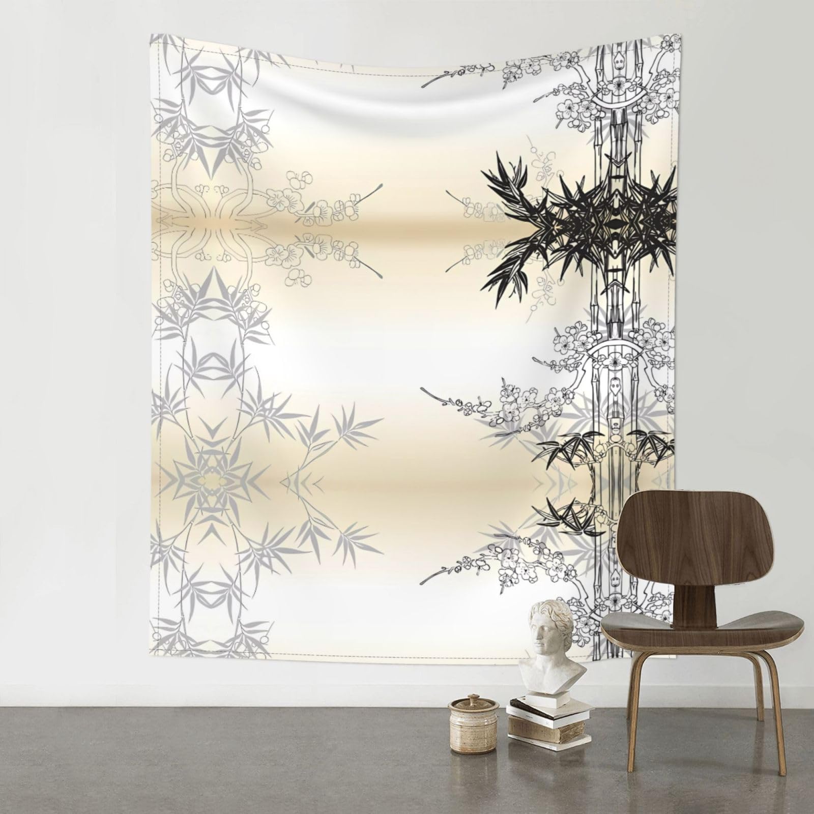 YYHHAOFA Bamboo and Cherry blossoms Tree Zen Prints 60x51in Wall Tapestry – Durable Polyester Throw for Dorm, Beach, & Home Decor