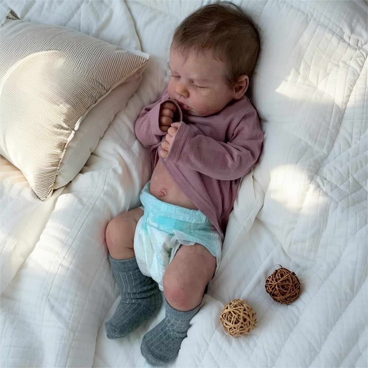 Pinky Reborn Anatomically Correct Baby Girl 20 Inch 50cm Realistic Reborn Baby Dolls Silicone Full Body Sleeping Newborn Doll Lifelike Silicone Babies Infant Doll for Kids Gifts