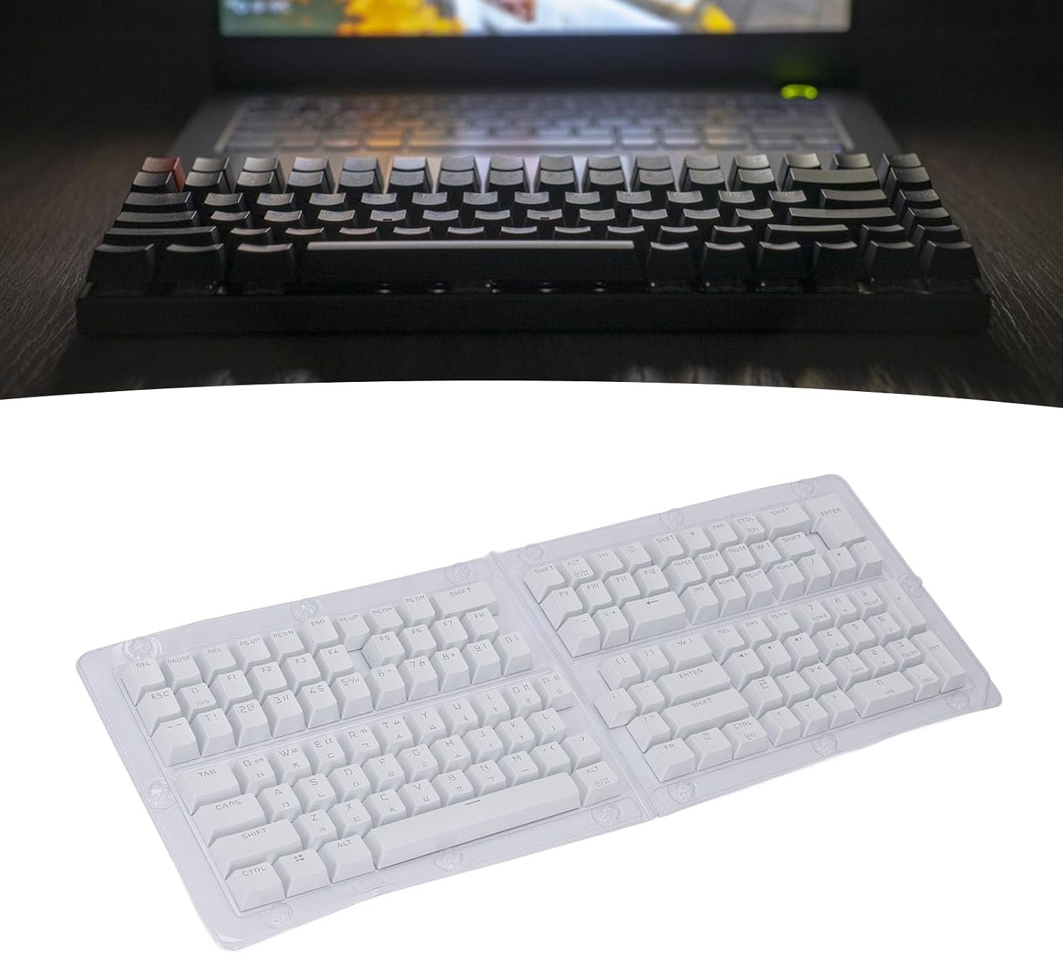 Korean Keycaps, 132 Keys Custom Keyboard Keycaps ABS OEM Height Matte Finish DIY Keycaps for 61 62 64 68 84 87 104 108 Mechanical Keyboards (White)