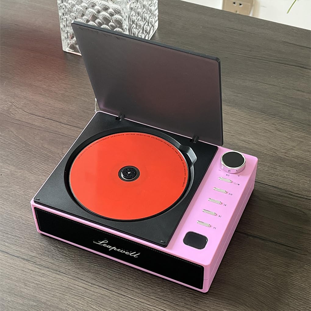 Lecteur CD avec Haut-parleurs Hi-FI Portable et Petit Lecteur baladeur CD ABS comme Vieux, Orange