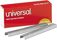Universal Chisel Point Staples, Steel, 5000/Box - 25,000 Total Pack for Reliable Office Stapling