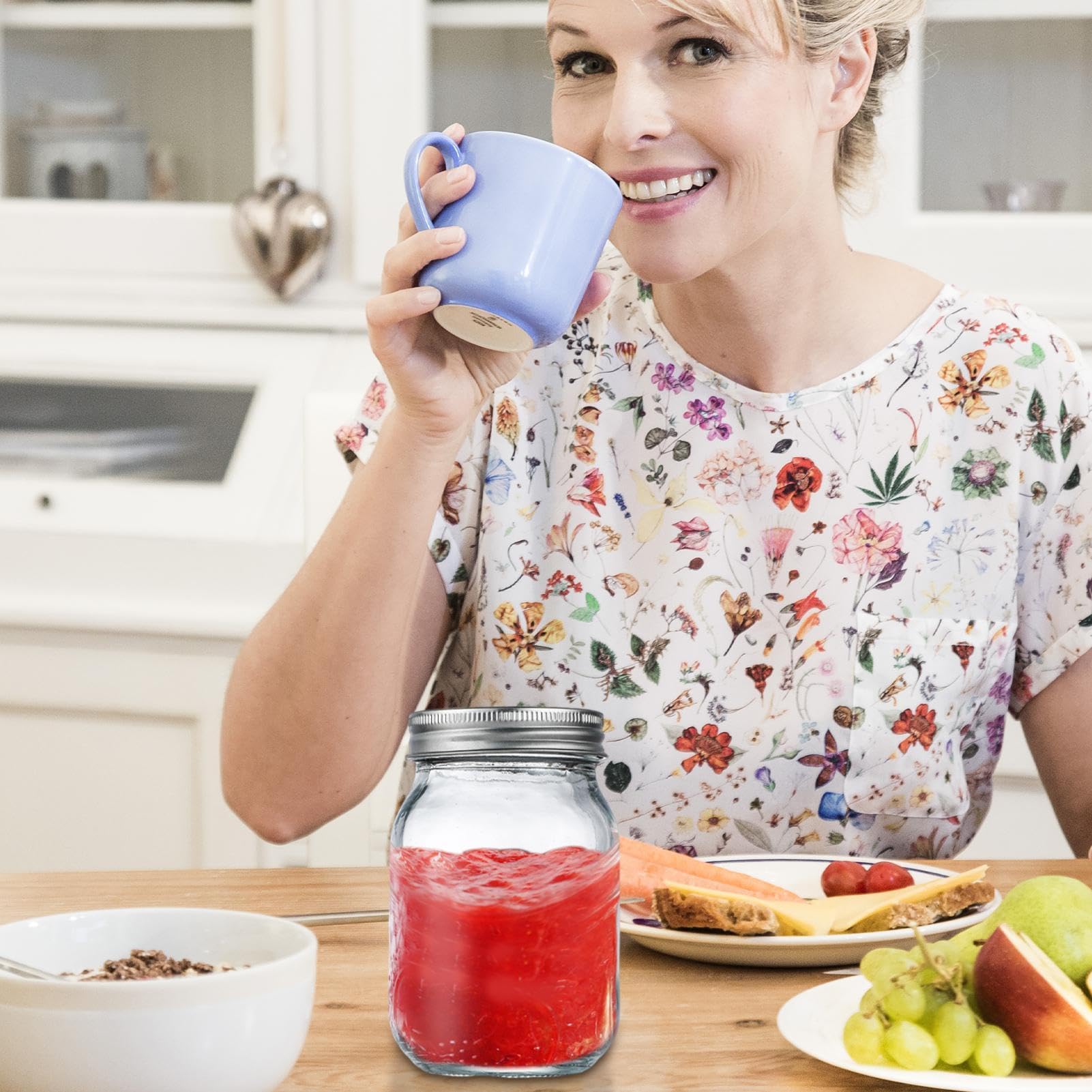 Amazon｜蓋付き広口ガラスジャー - 食品保存用1L缶詰ジャー | 漏れ防止