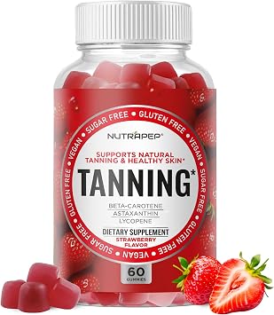 NutraPep Tanning Gummies for Women - Self Tan Bronzing Supplement that Work Without Sun - No Sugar Vegan with Astaxanthin Lycopene Beta Carotene Vitamins - Glow Up Skin Health Daily Oral Tanning Chews