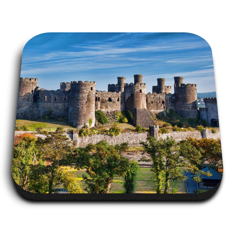 Destination Vinyl Ltd Multicolor 1 X Square Mdf Fridge Magnet - Welsh Conwy Castle Wales 16376