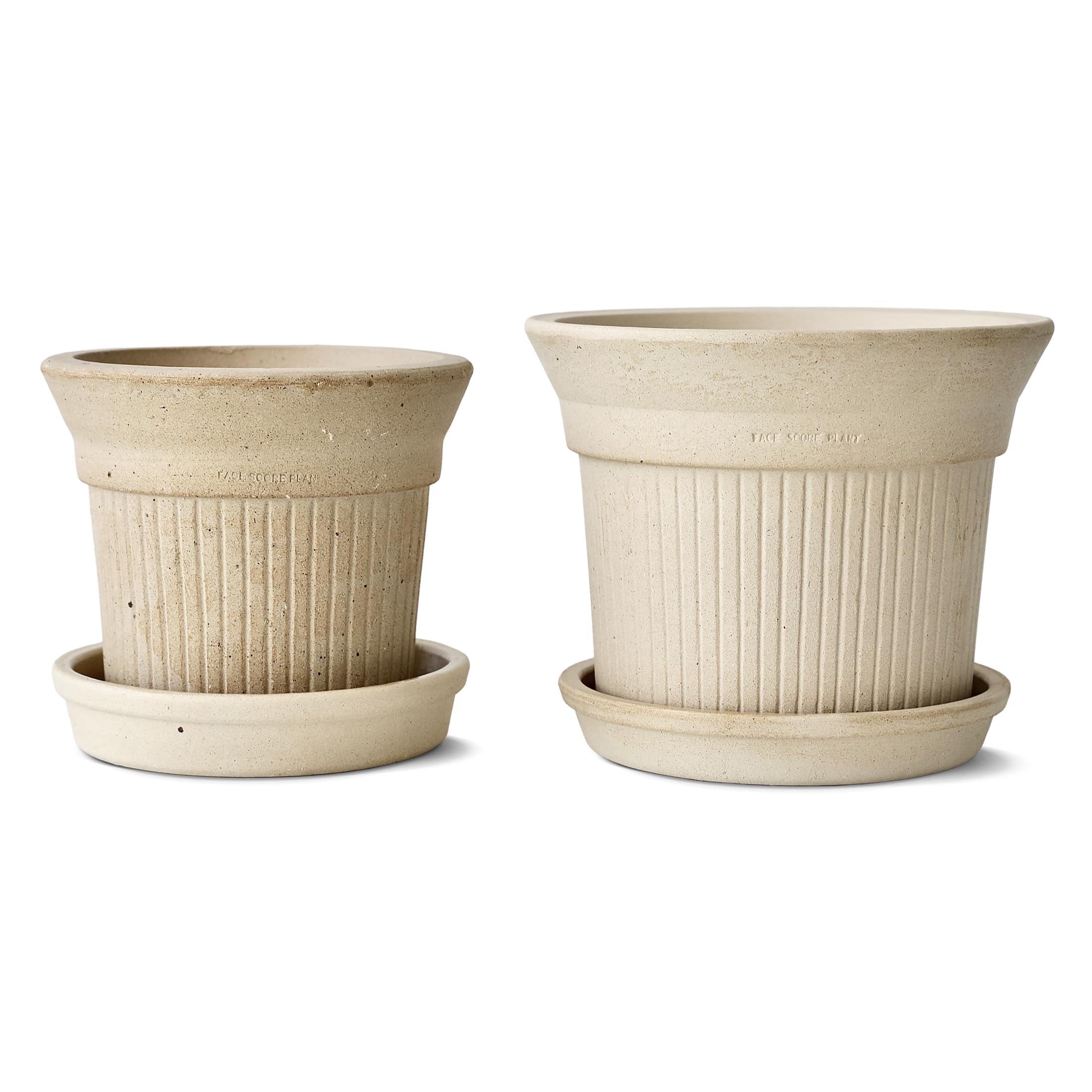 Whitewashed Terracotta Pots with Saucer (2-Pack)