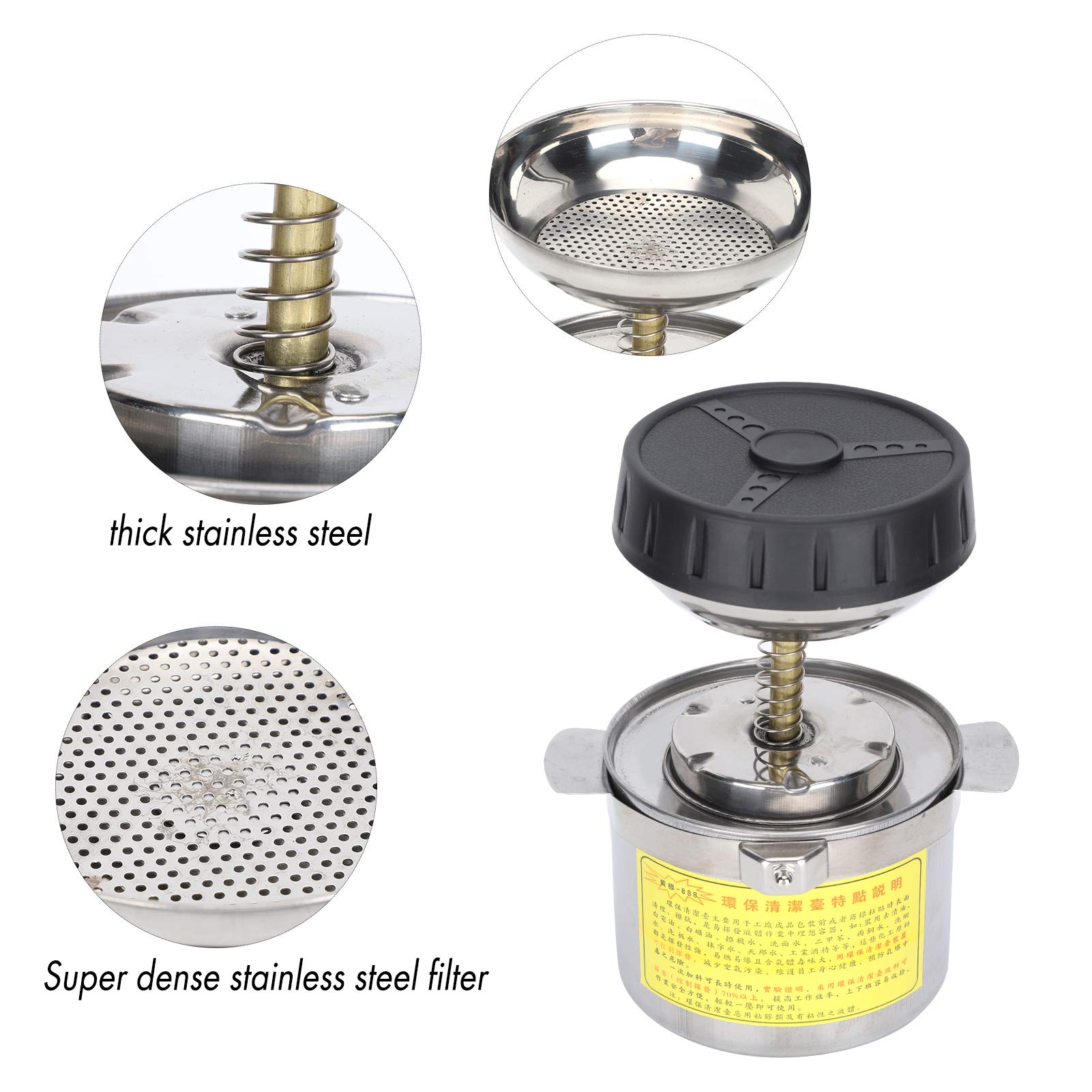 Dispenser con Pompa Idraulica per Alcol in Acciaio Inossidabile da 1,2 Litri, Dispositivo di Pulizia Ambientale con Schermo Filtrante Ultra, Flacone Erogatore con Pompa per