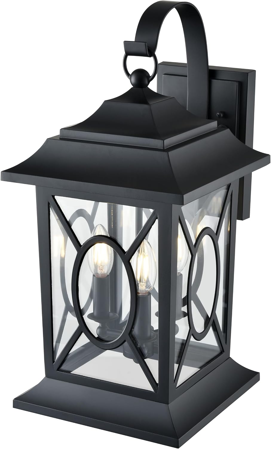 ML Lighting | Allbert Collection | 85103-PBK | Outdoor 3 Light Large Wall Lantern in Powder Coated Black with Clear Glass Shade | Corridors, Gardens, Courtyards, Doorways, Back Yards, Patios