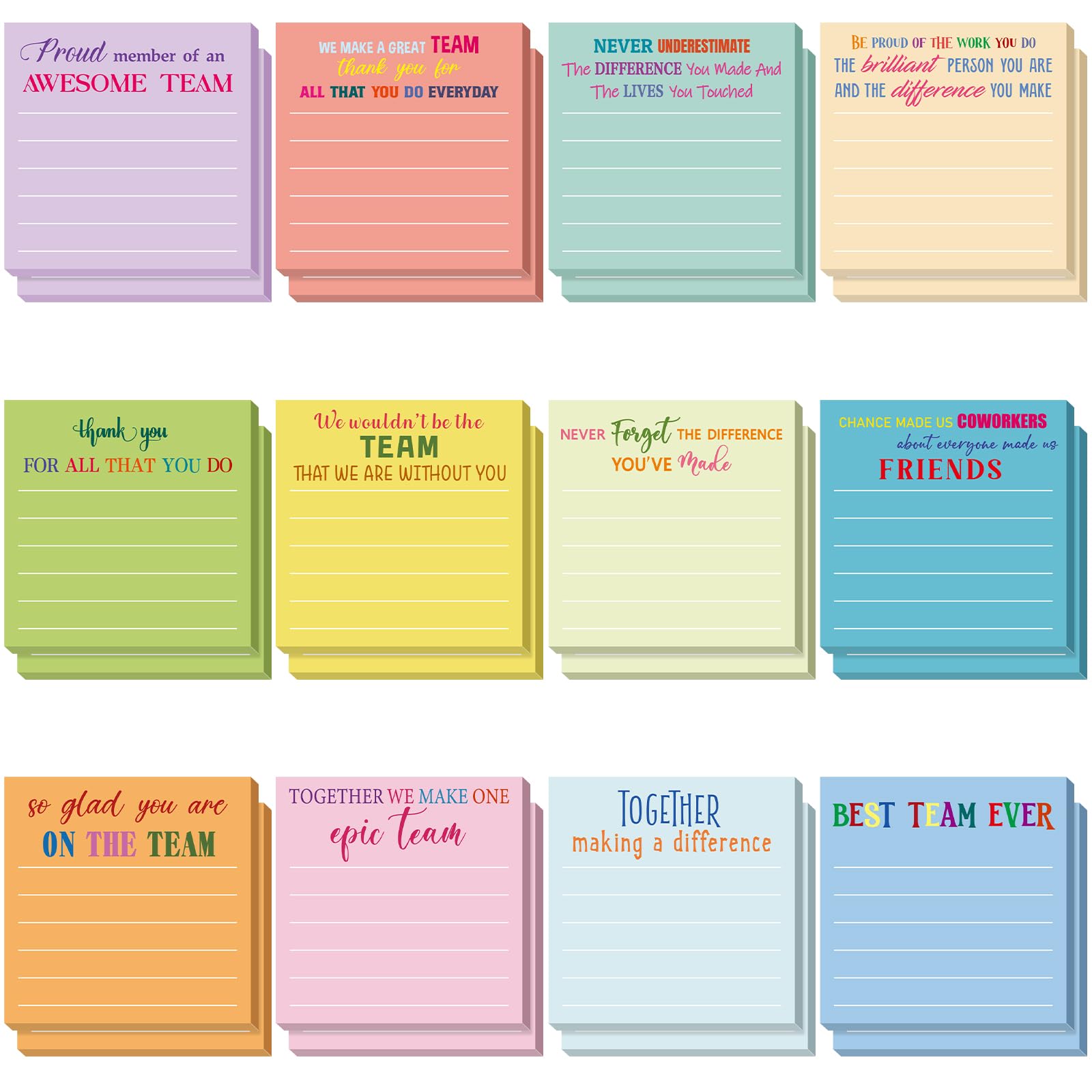 Yinder 24 Pcs Inspirational Sticky Notes Cute Motivational Sticky Notes Pad End of Year Employee Appreciation Gifts Bulk for Teacher Nurse Coworkers
