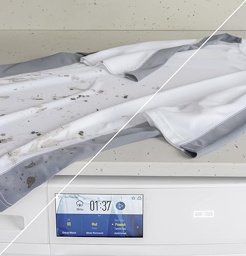 Miniatura 7 de Haier QFW150SSNWW Lavadora de carga frontal de 24 pulgadas con 2.4 pies cúbicos de capacidad 16 ciclos Controles electrónicos Conexión Wi-Fi