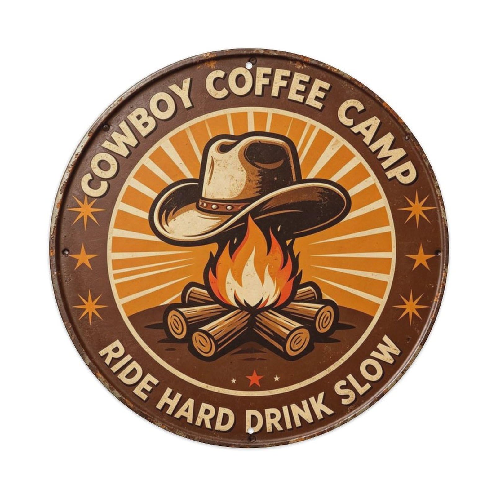 Cowboy Coffee Camp Metal Tin Sign Plaque