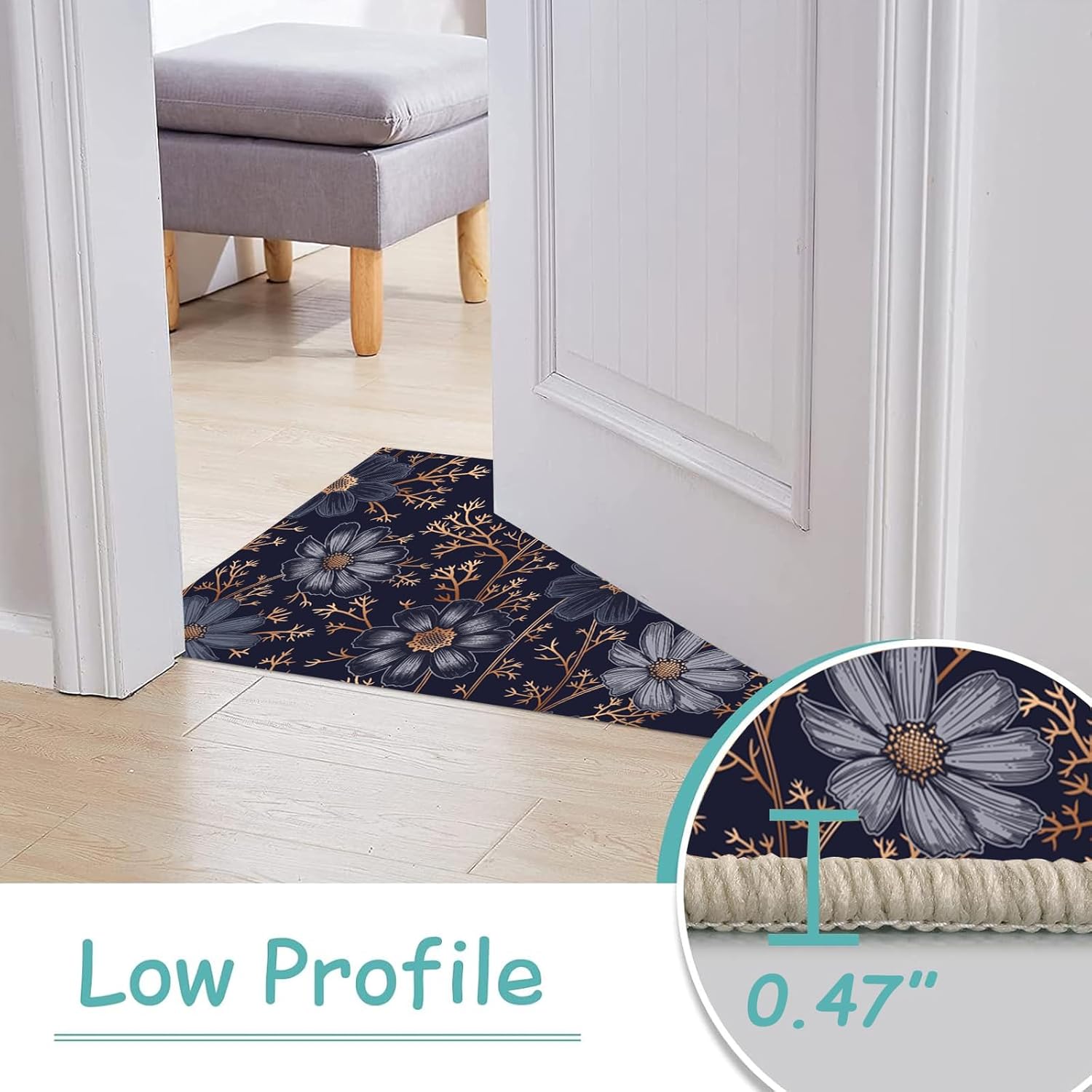 Area Rugs for Bedroom 1.5 x 2.5ft Washable Boho Floral Rug Non Slip Low Pile Carpet for Living Room Dorm Home Office Dining Room Nursery Kitchen Laundry Home Office